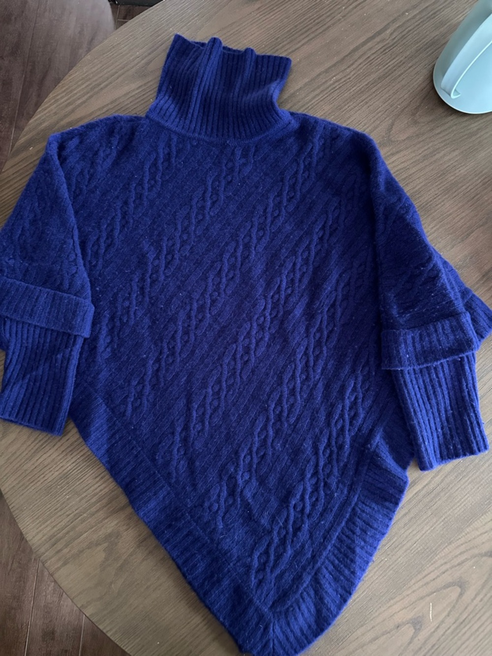 Neiman Marcus Cashmere Turtleneck Poncho in Deep Blue